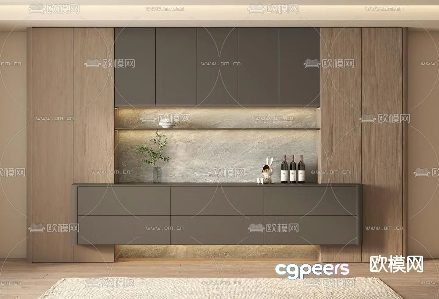 Modern wine cabinet sideboard 3d model