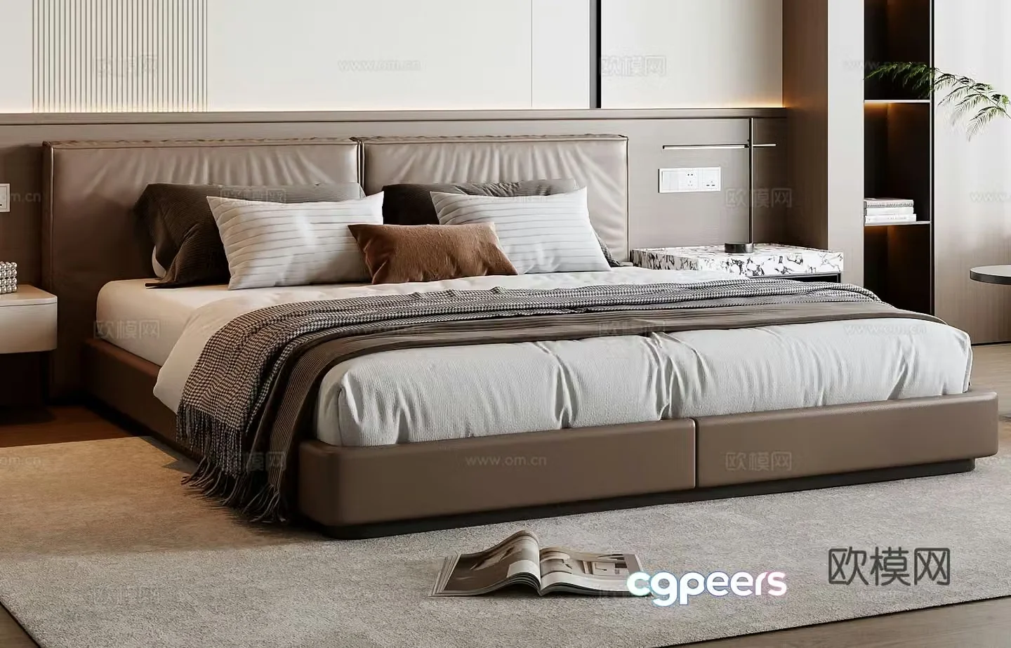 Modern double bed 3d model