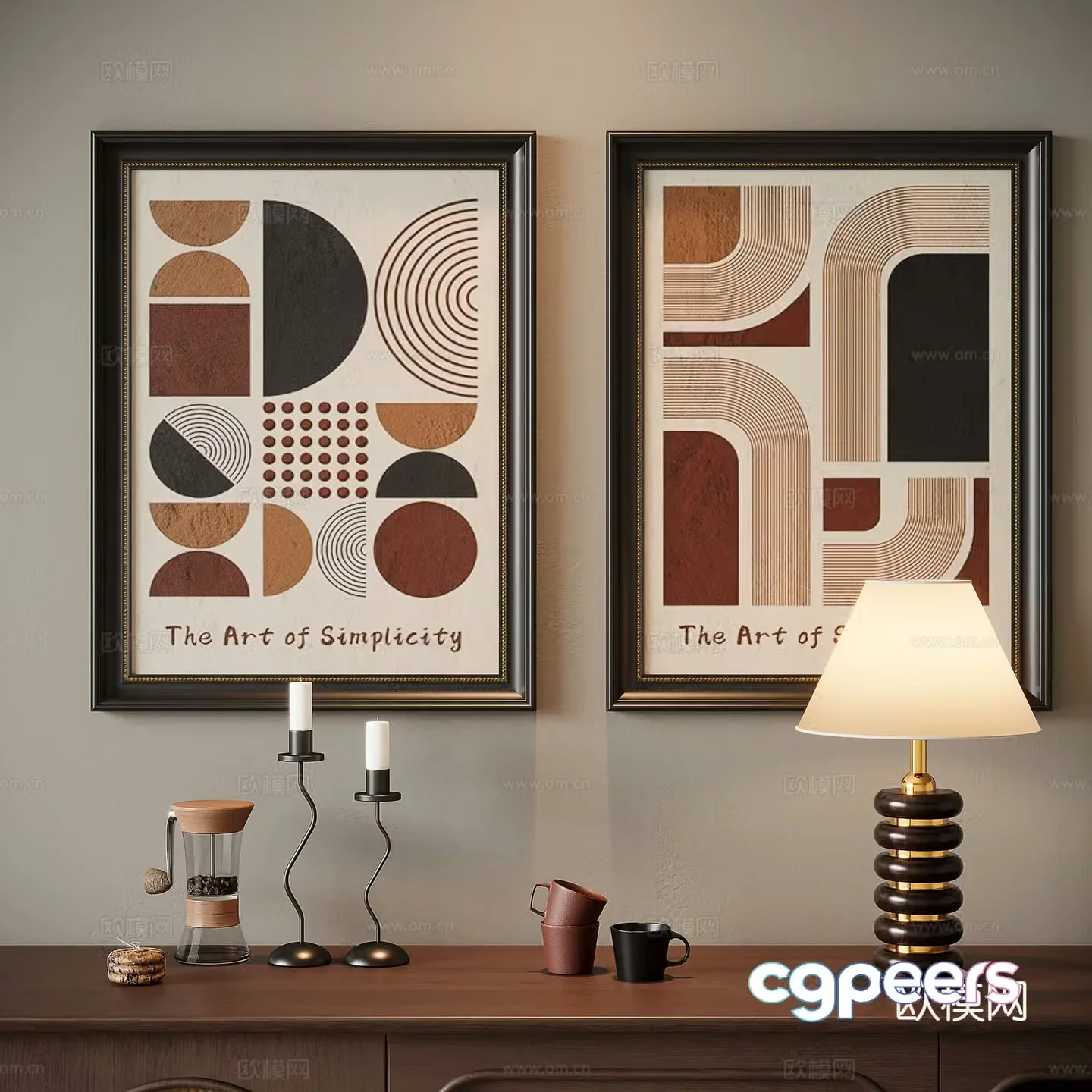 French combination decorative painting 3d model