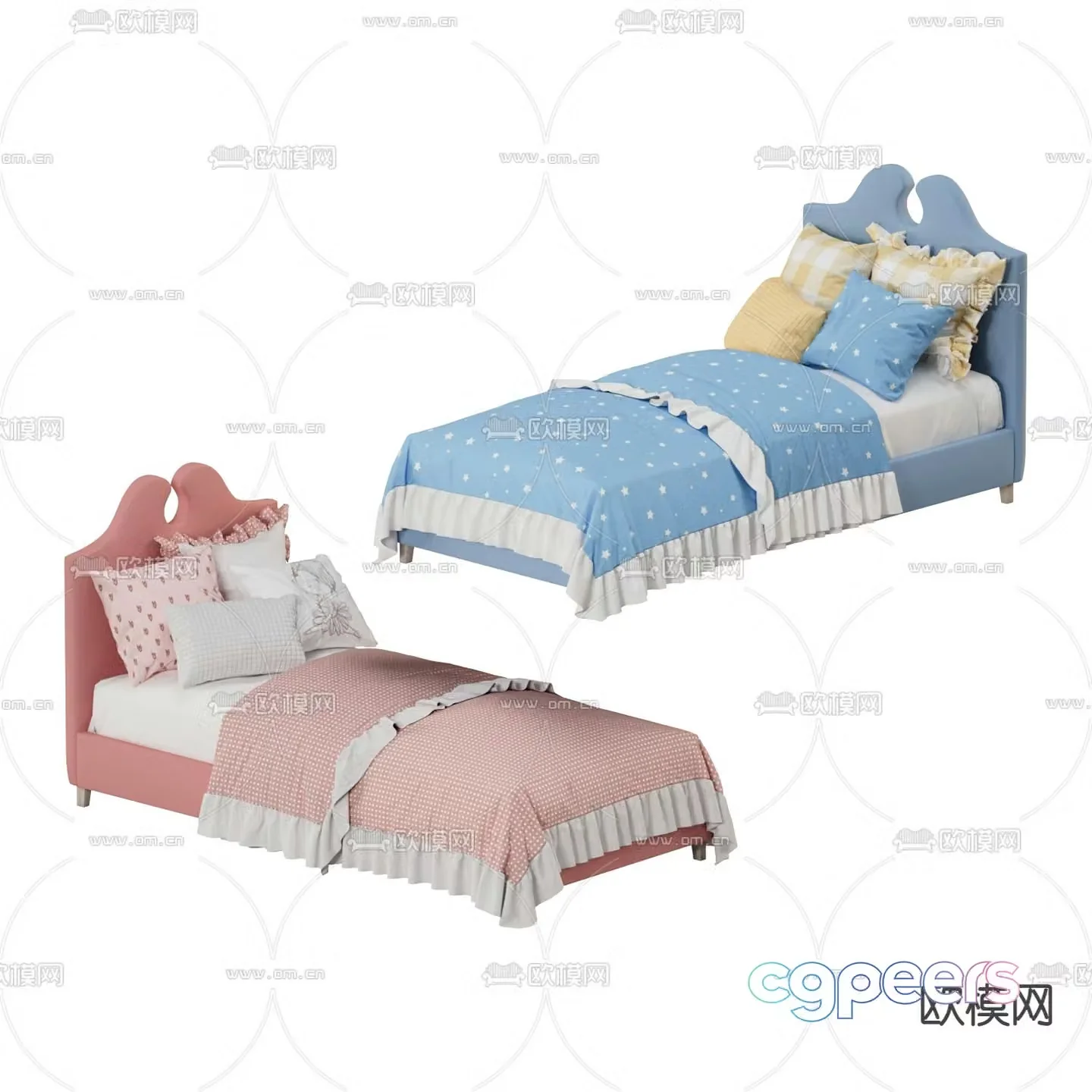 children’s bed single bed girl’s bed 3d model