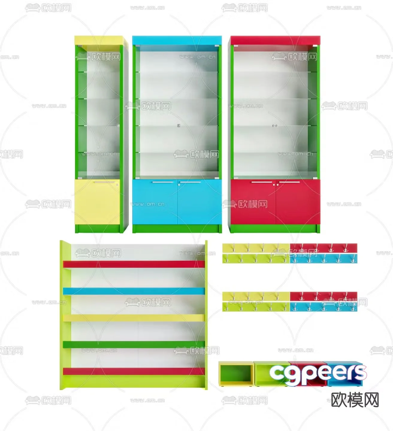 Modern children’s bookcase 3d model