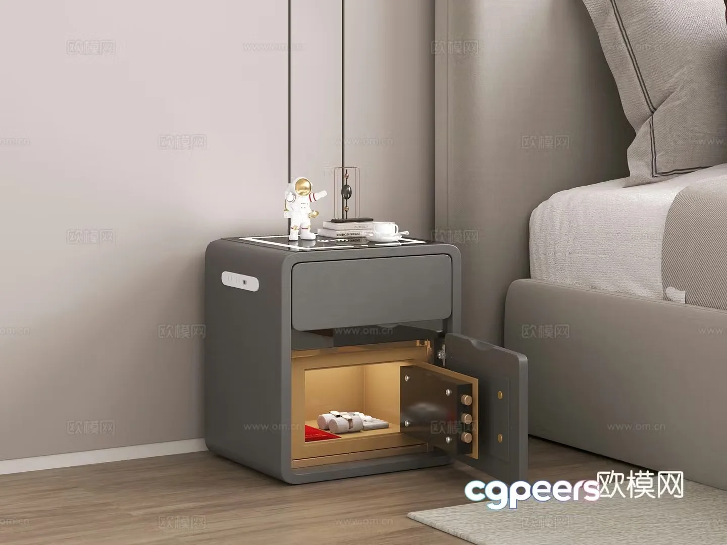 Modern style bedroom furniture dressing table full lighting 3d model