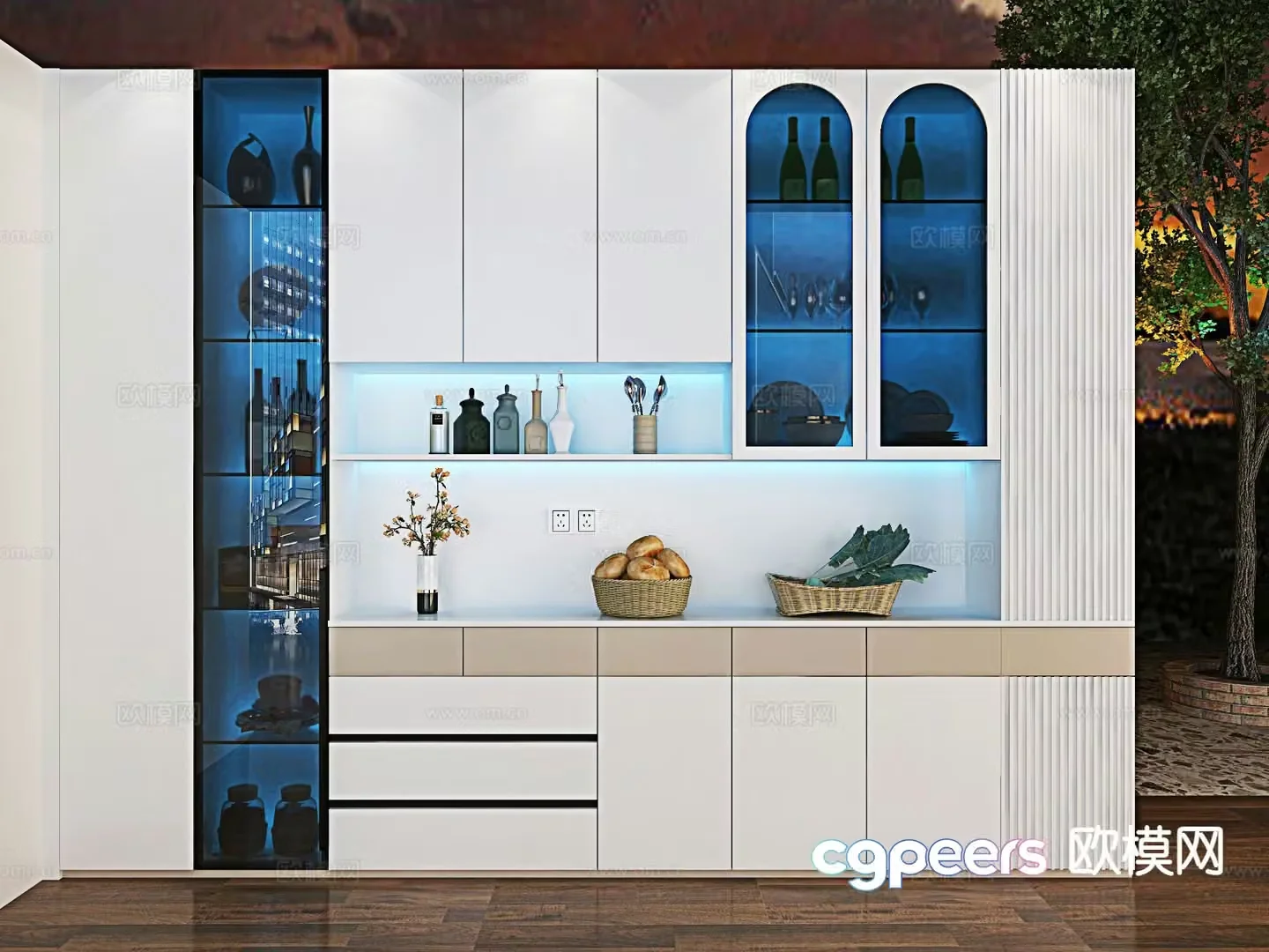 Modern wine cabinet sideboard 3d model
