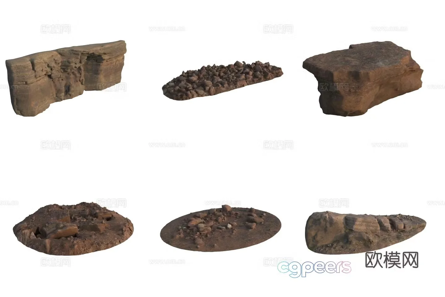 Quarry stone wall cliff huge stone pile 3d model