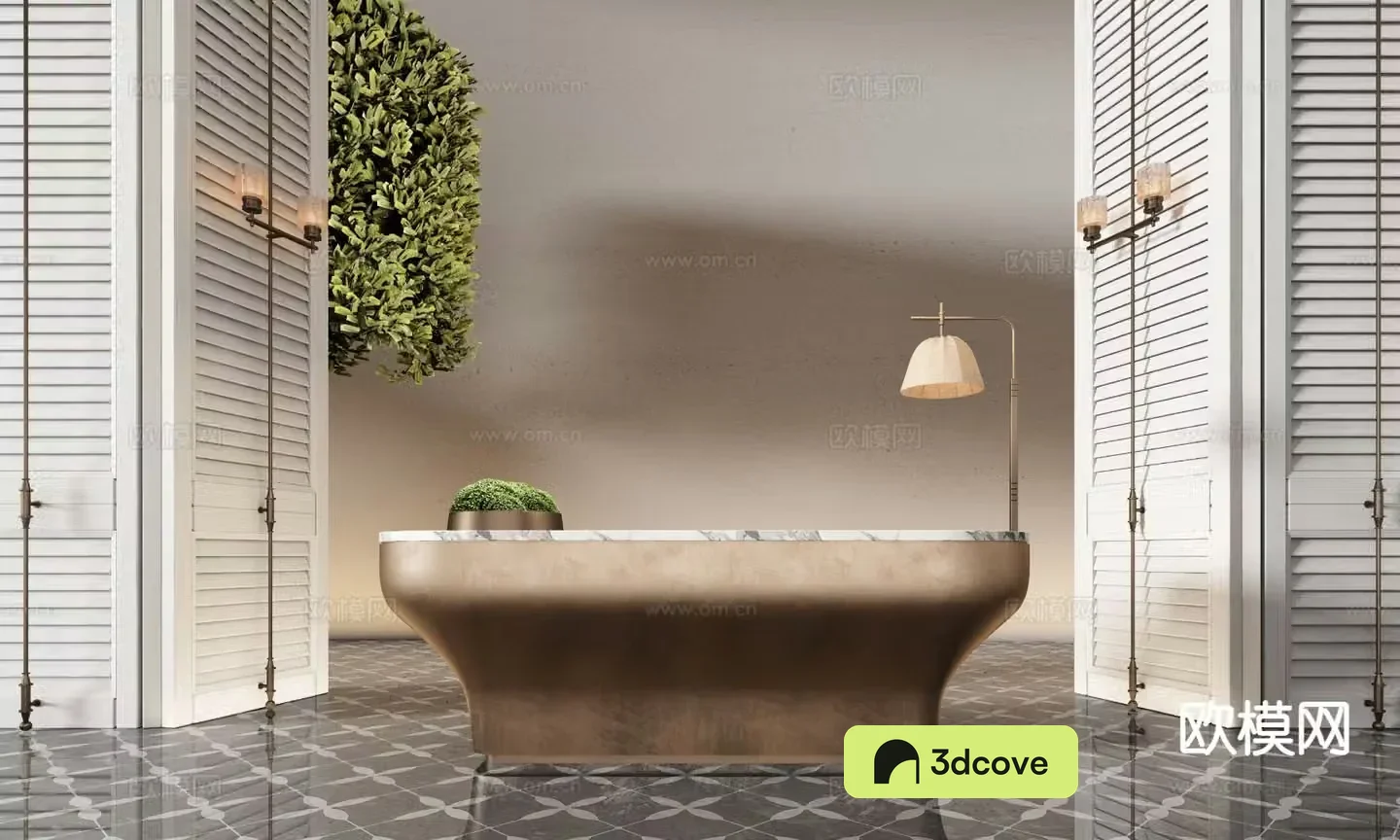 Modern hotel lobby reception desk front desk water bar