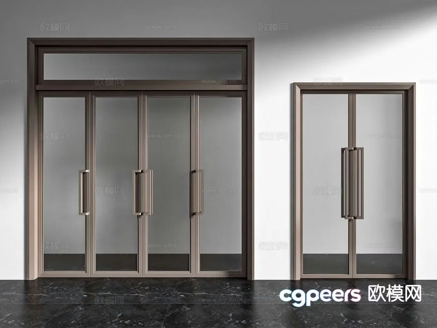 Stainless steel glass door aluminum alloy door KFC door 3d model