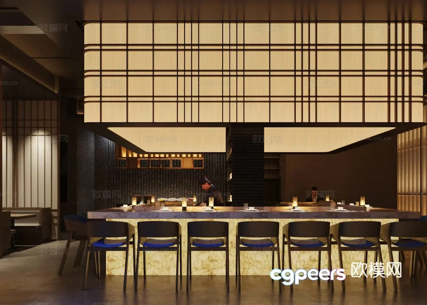 Japanese Japanese cuisine shop Sushi shop Ramen restaurant 3d model