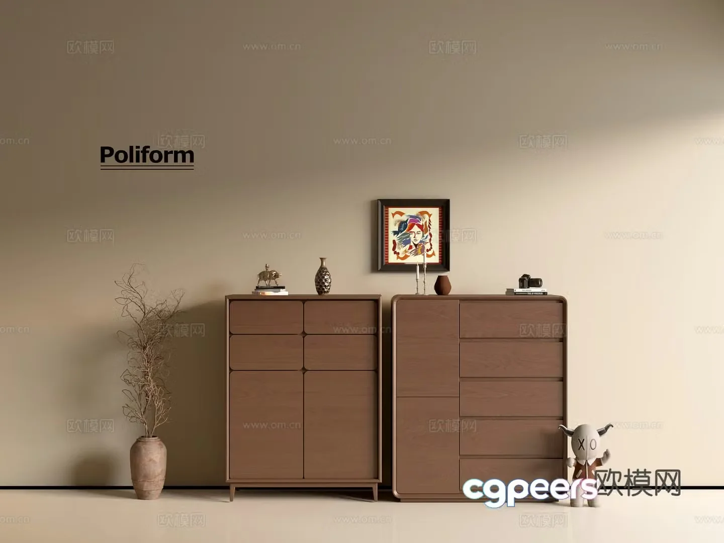 Modern wood grain cabinet ins wind minimalist wind cabinet whole cabinet sideboard balcony cabinet storage 3D model