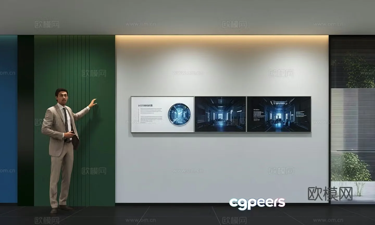 Modern corporate culture wall Office background wall Corridor Promotional column Slogan Slogan Corporate style 3D model