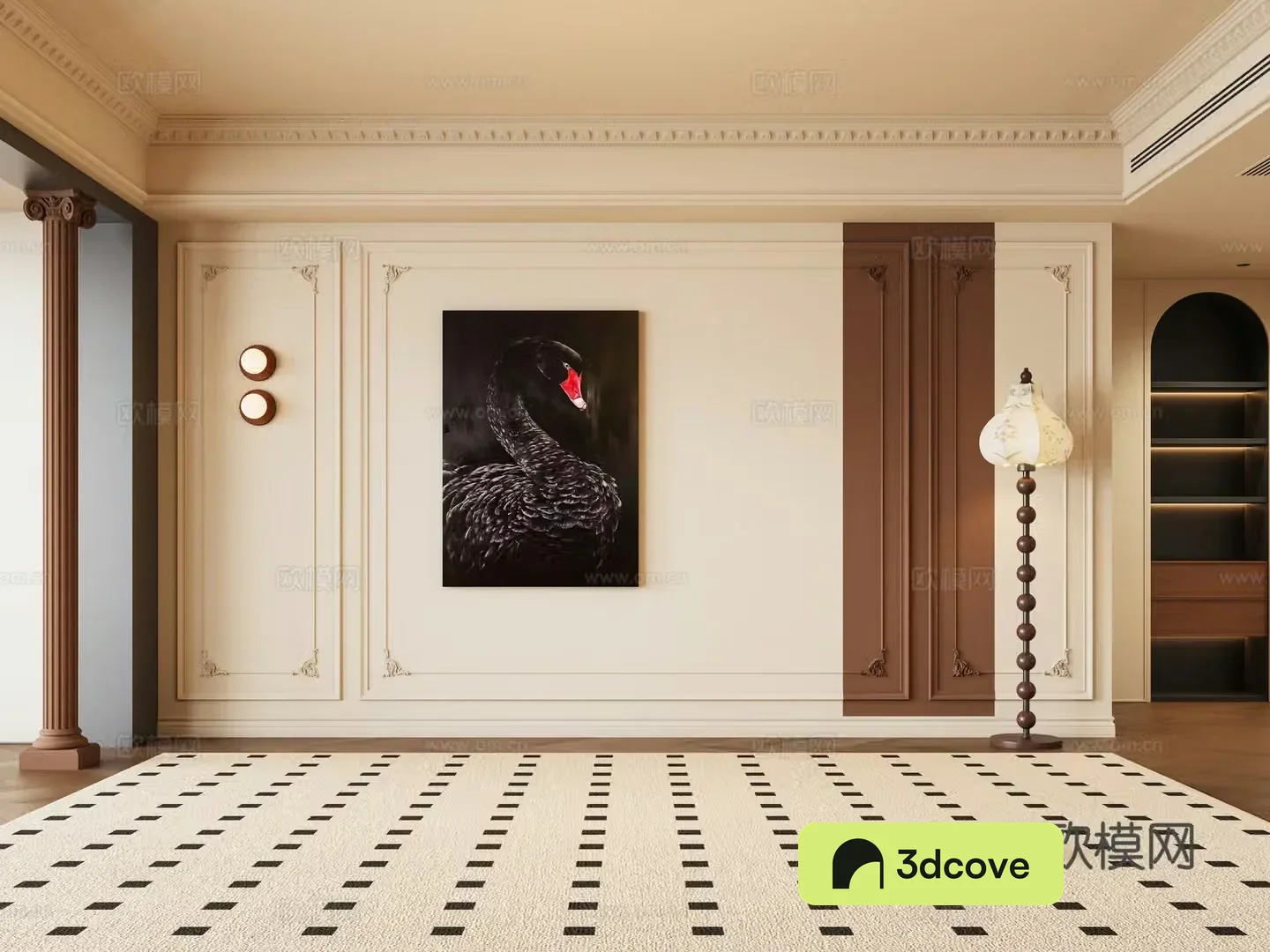 French retro sofa background wall