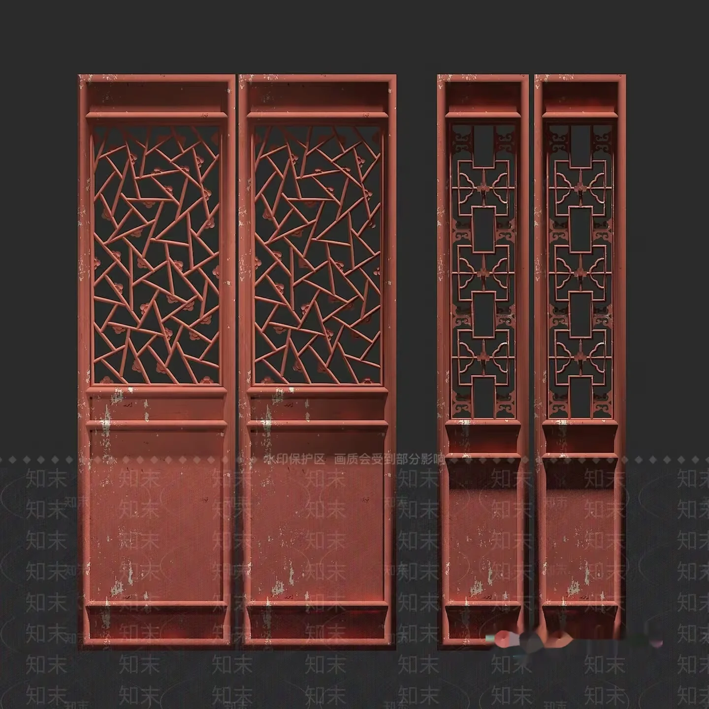A Set Of Decorative Metal Doors 3D Model – 11536 – VRAY Render