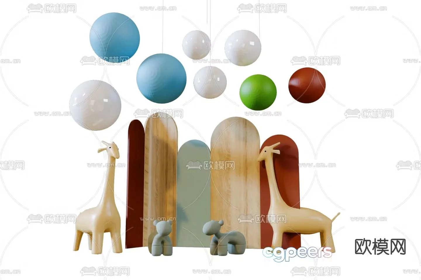 giraffe screen children’s chandelier 3d model