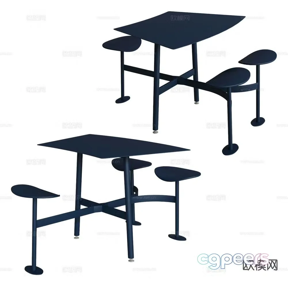 Fermob public tables and chairs 3d model