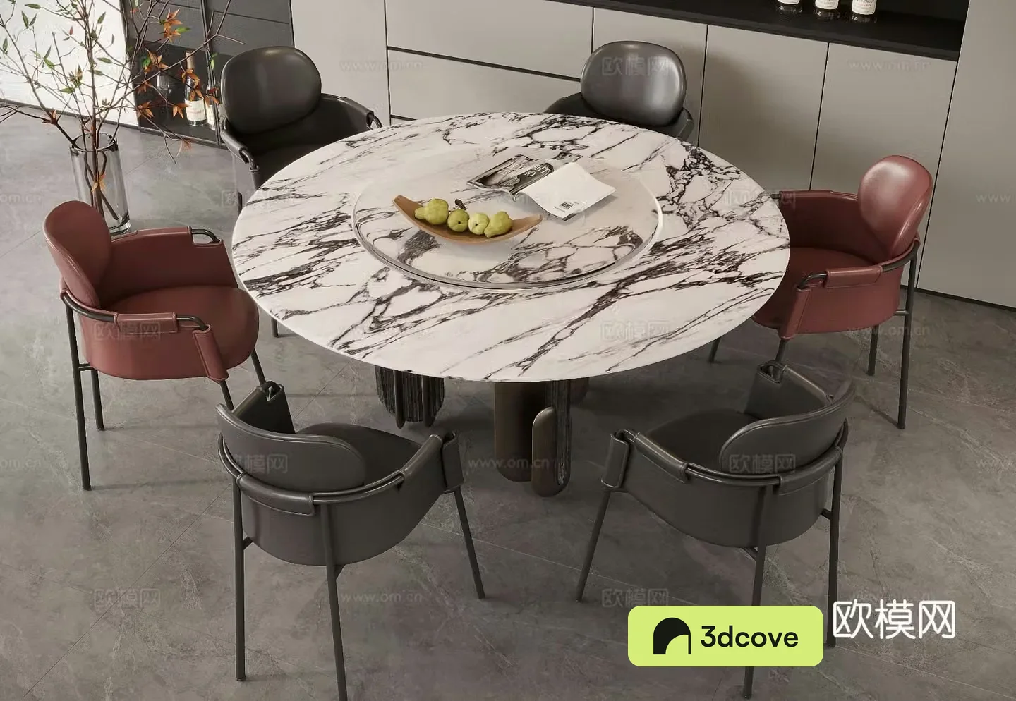Modern round dining table and chairs