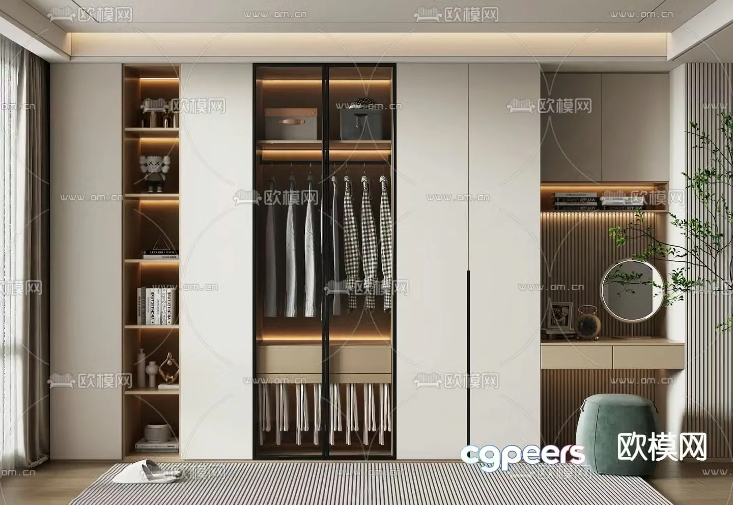 Modern wardrobe dresser integrated cabinet 3d model