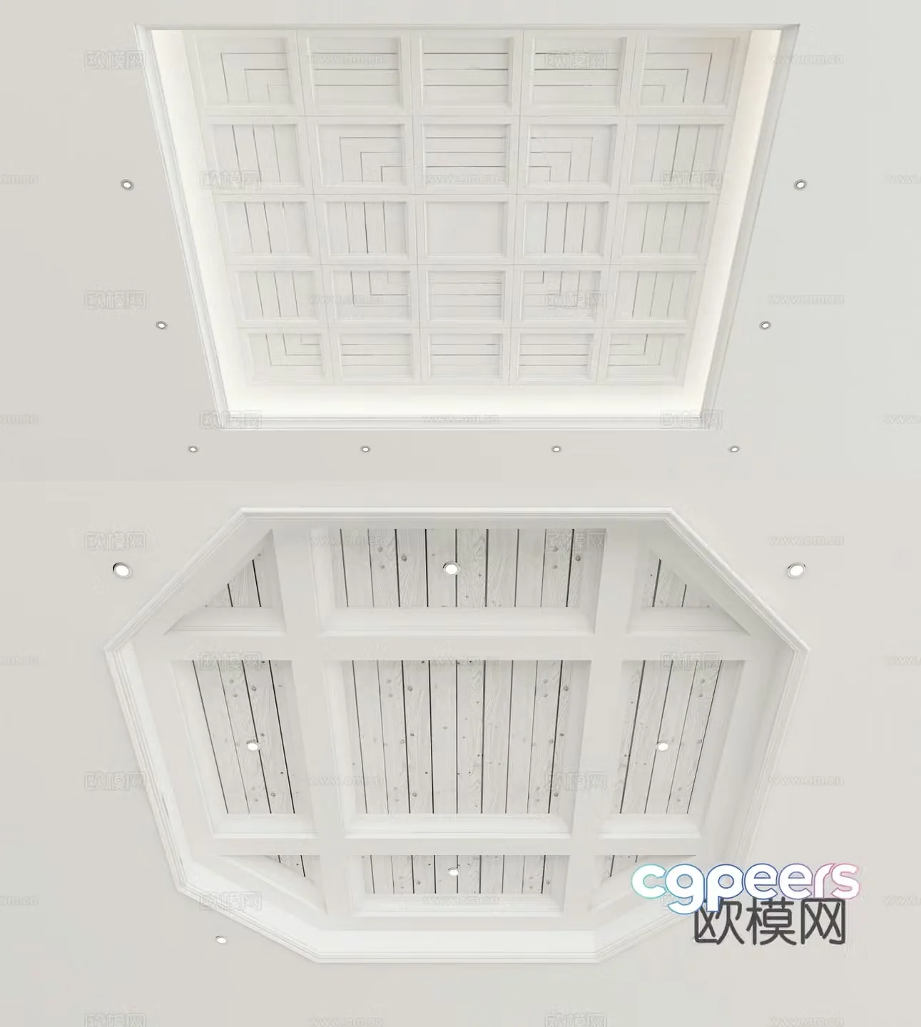American white painted wood ceiling 3D model