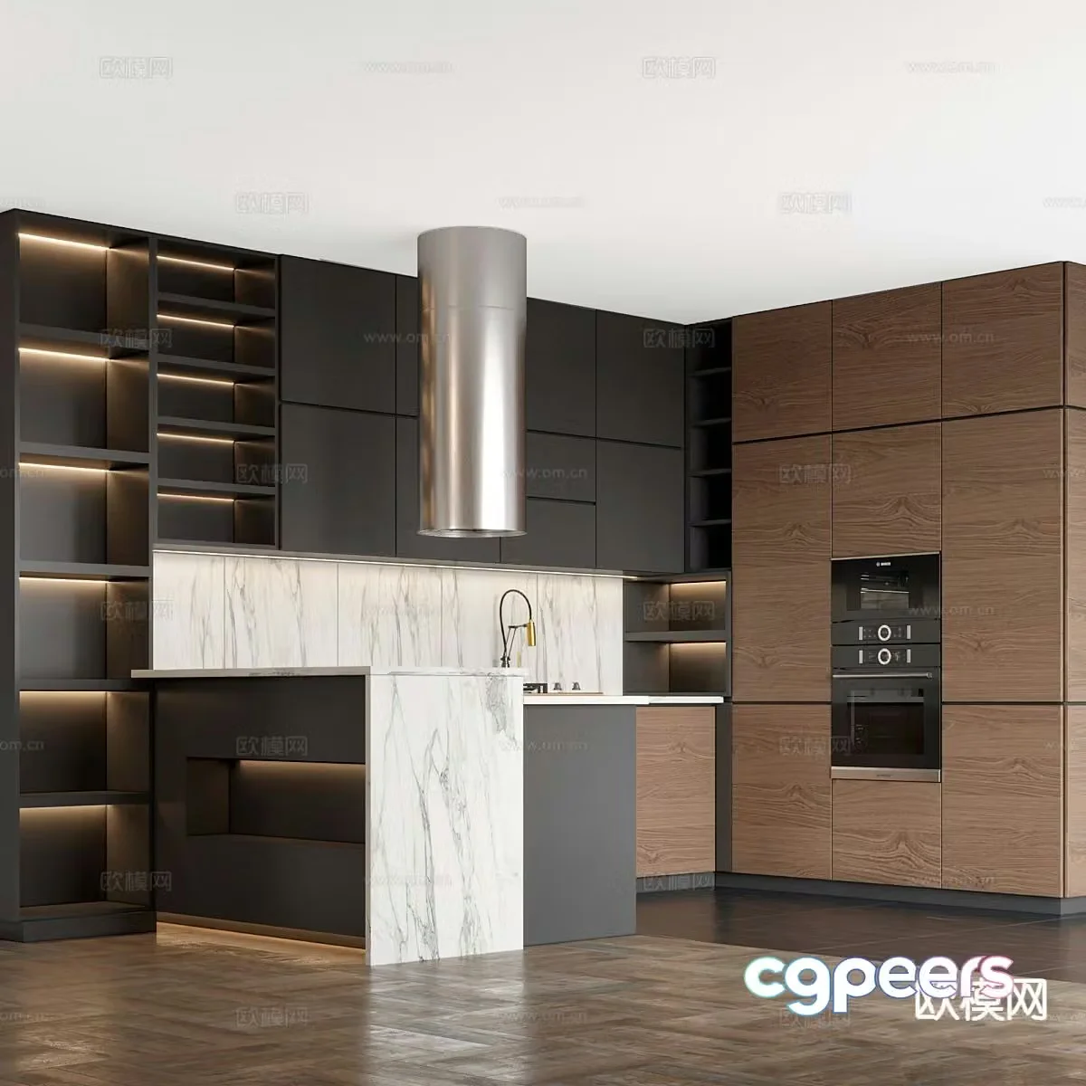 Italian island kitchen 3d model