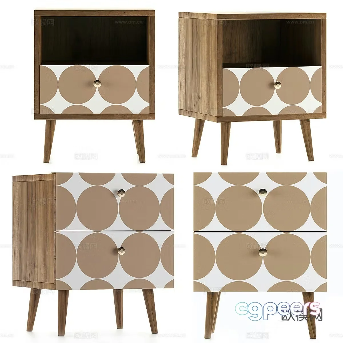 Modern Nordic log style children’s bedside table 3D model