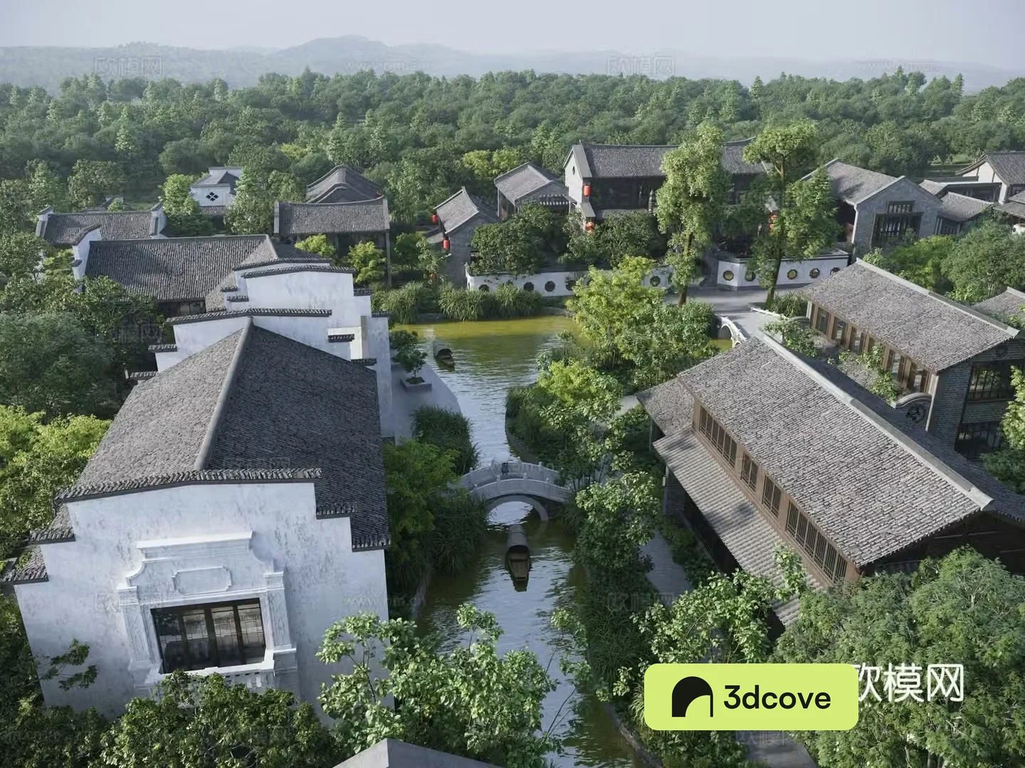 Antique building 3D model of Chinese commercial streets