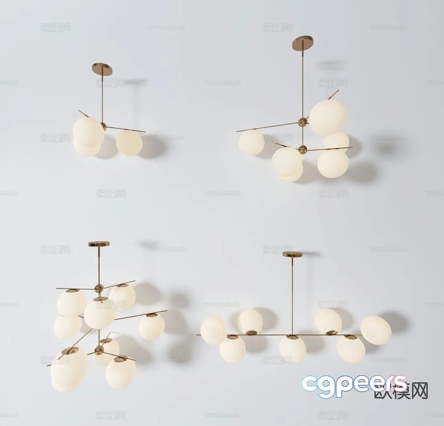 Cream style chandelier hall chandelier 3d model