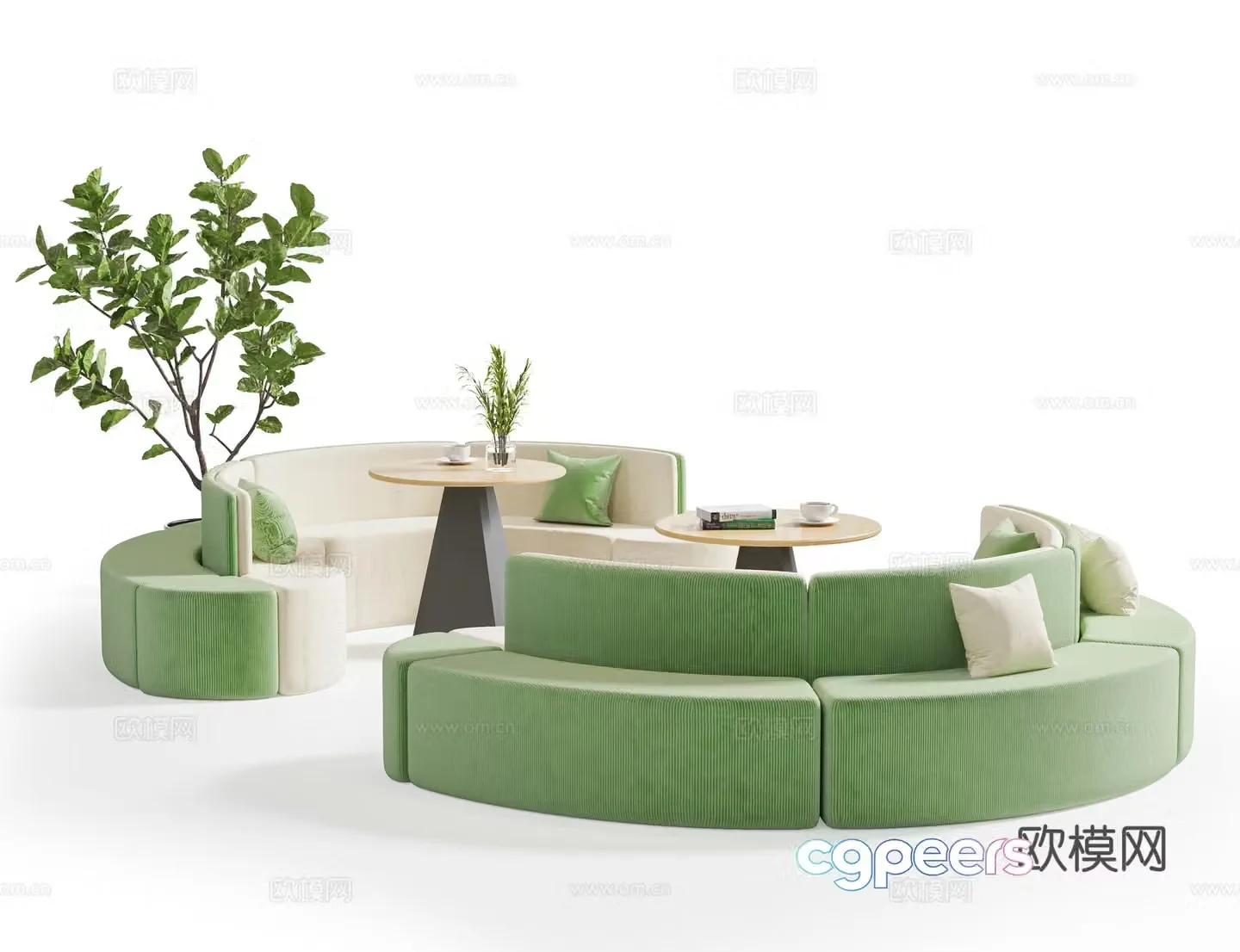 Modern card sofa combination curved sofa office casual sofa module sofa leisure area sand 3D model