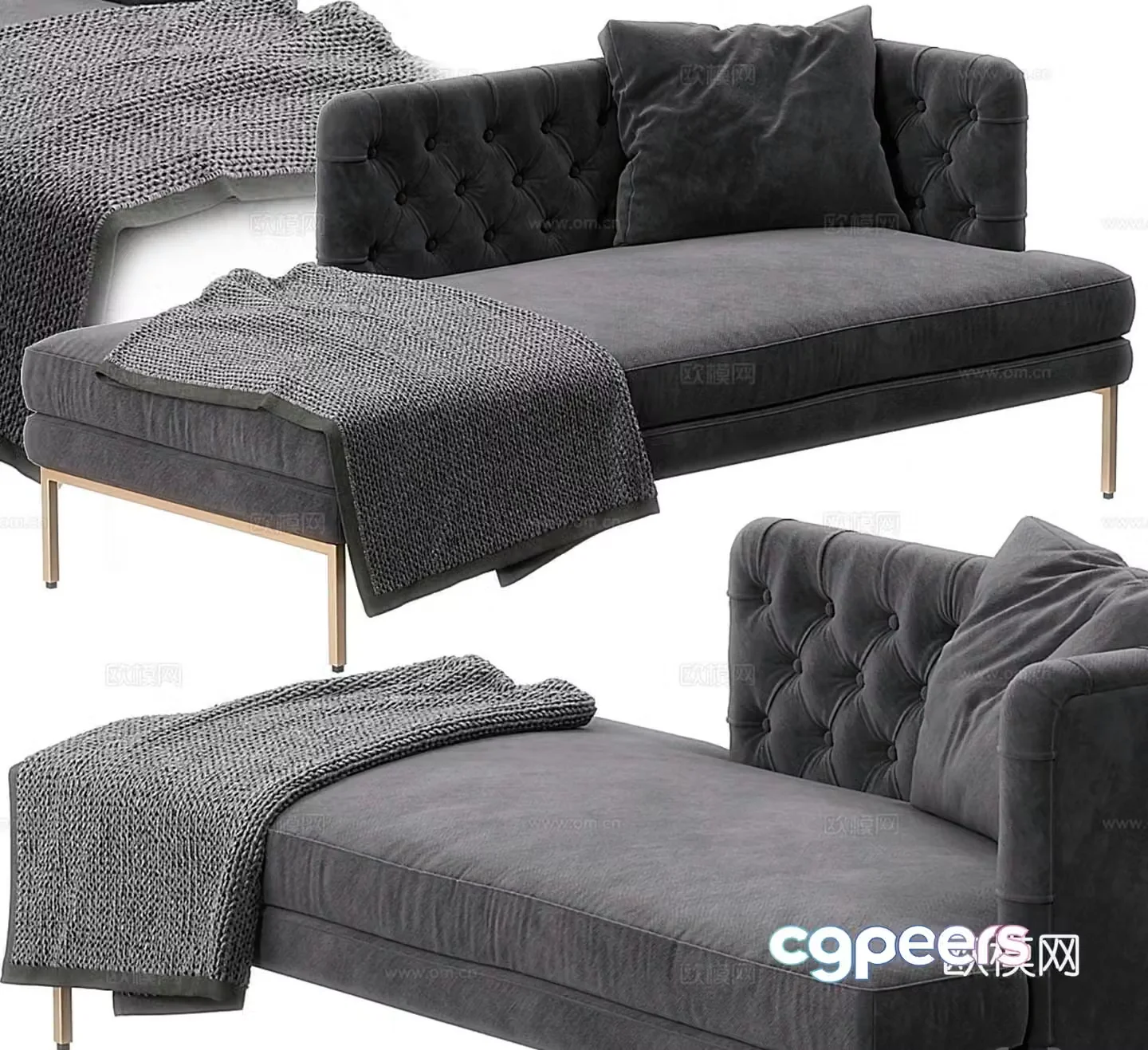 Italian style chaise longue chaise longue sofa 3d model