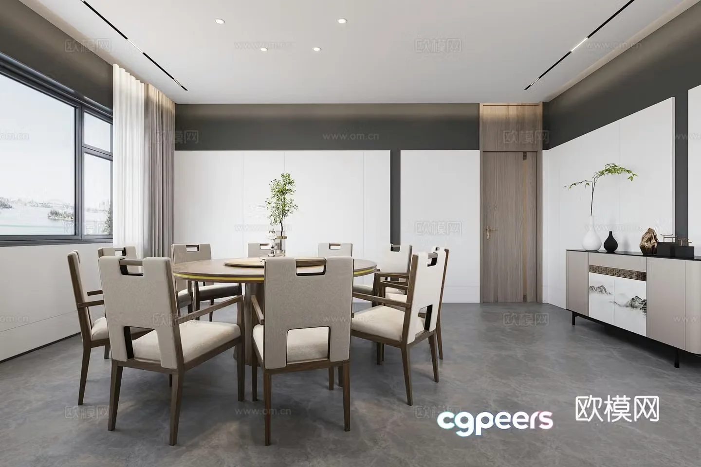 Chinese restaurant private room 3D model of restaurant private room