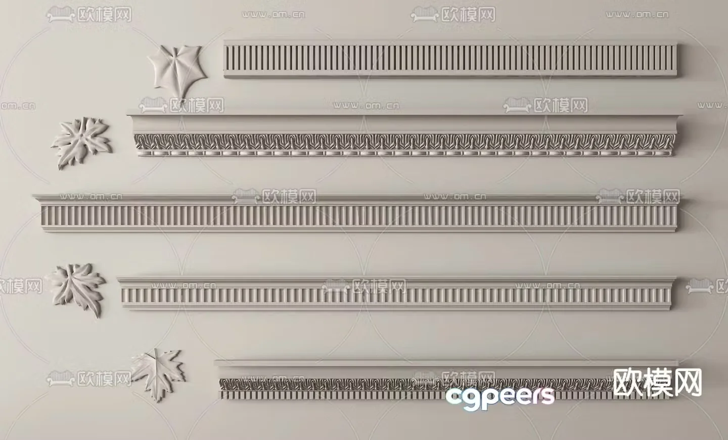 French gypsum line gypsum component carved 3D model
