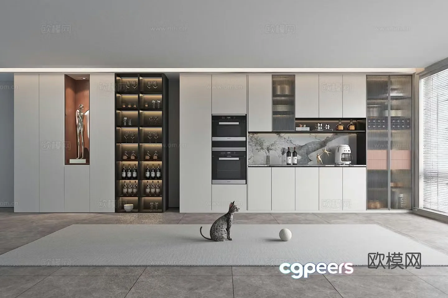 Modern sideboard wine cabinet restaurant cabinet 3d model