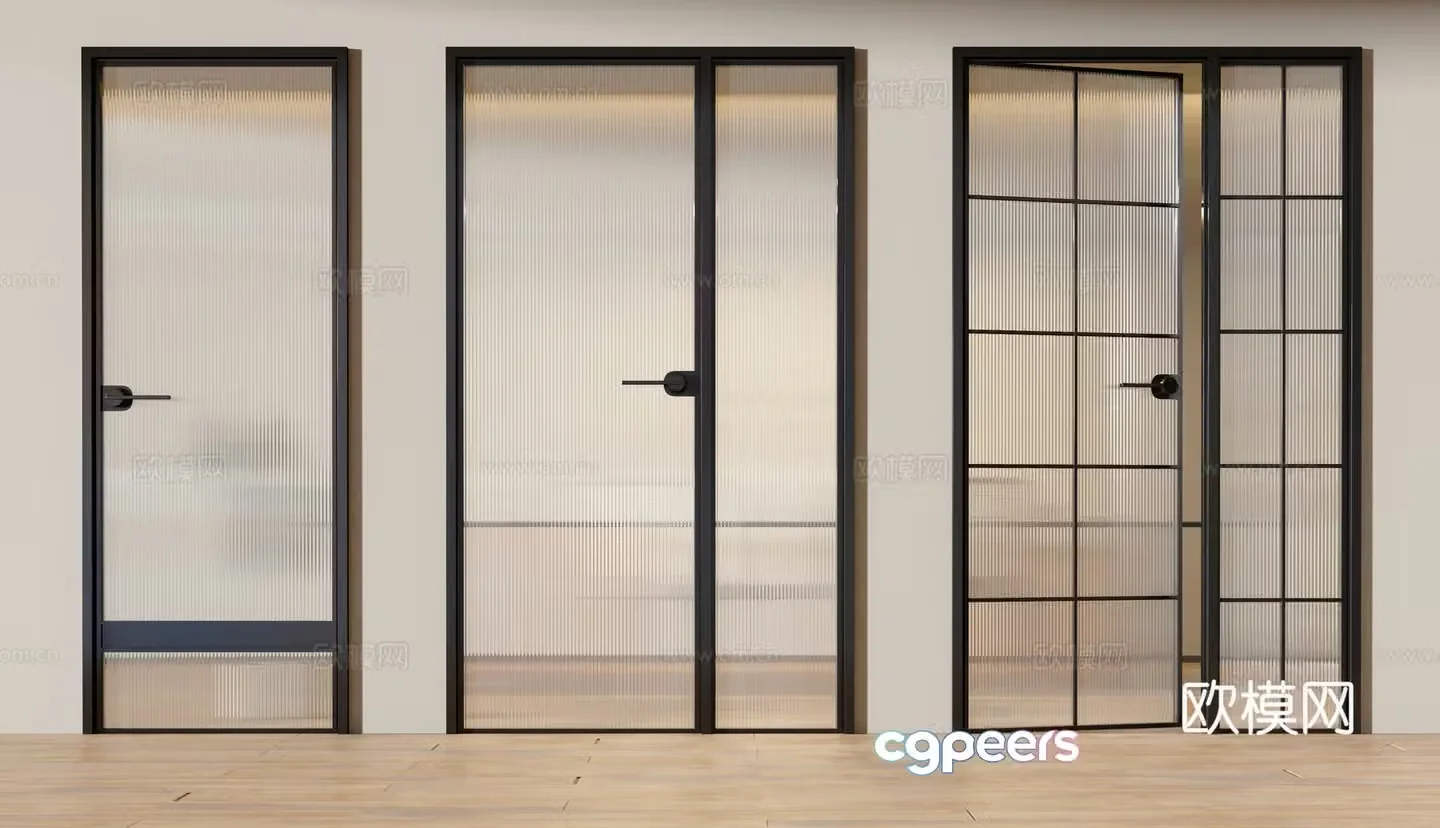 Modern glass sliding door 3d model