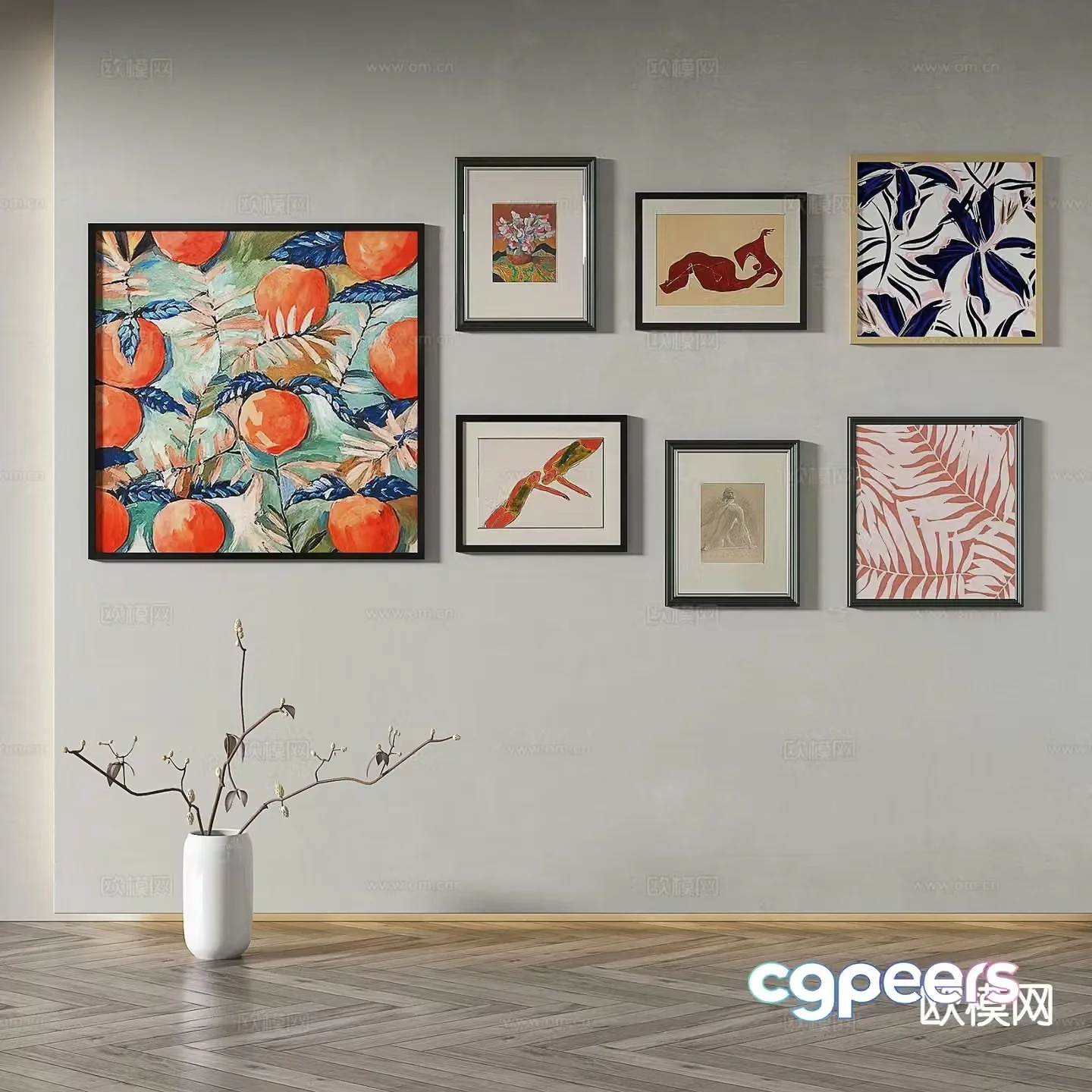 Modern oil painting art painting decorative painting 3d model