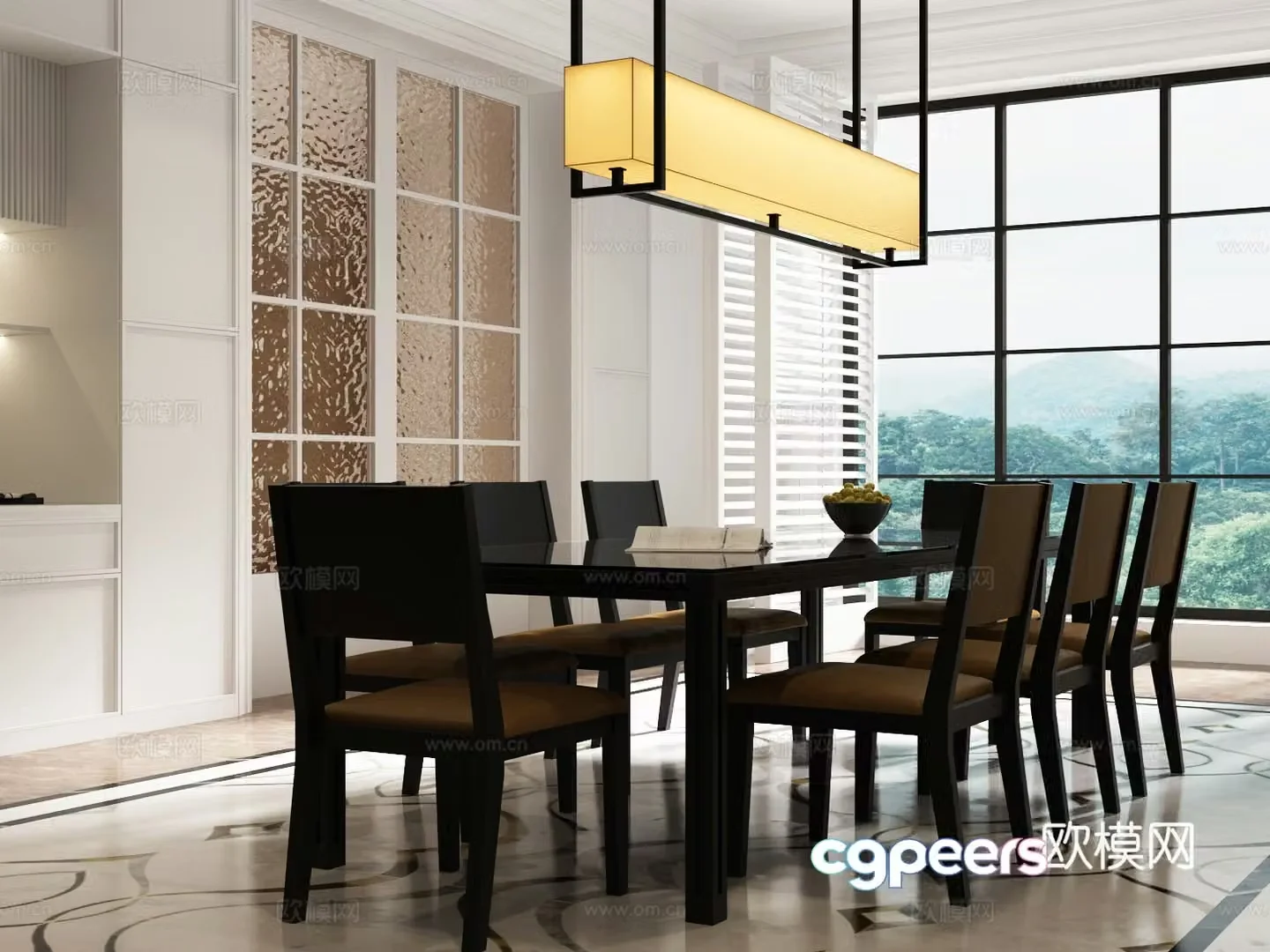 Modern French dining table and chairs Modern French dining room 3d model