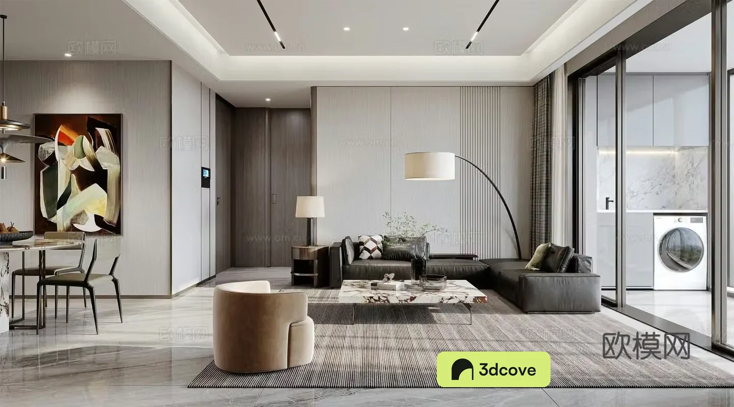 Modern living and dining room