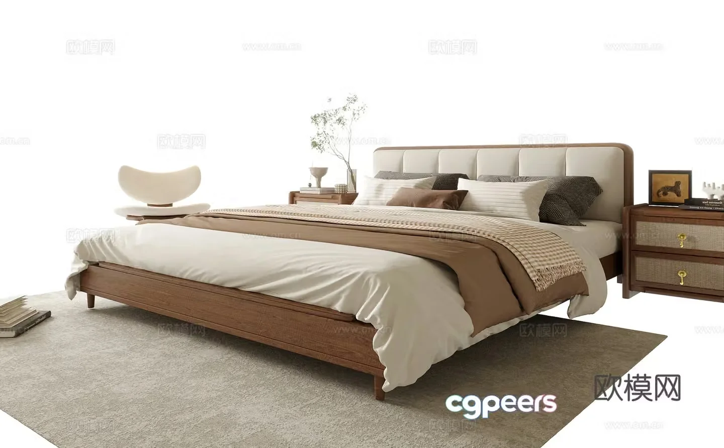 Modern double bed 3d model