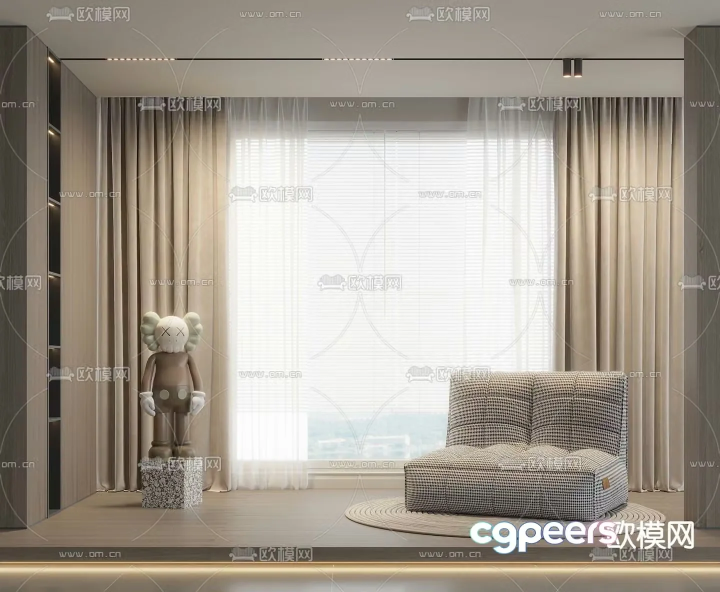 Beanbag Sofa Upholstered Sofa Leisure Sofa 3D Model