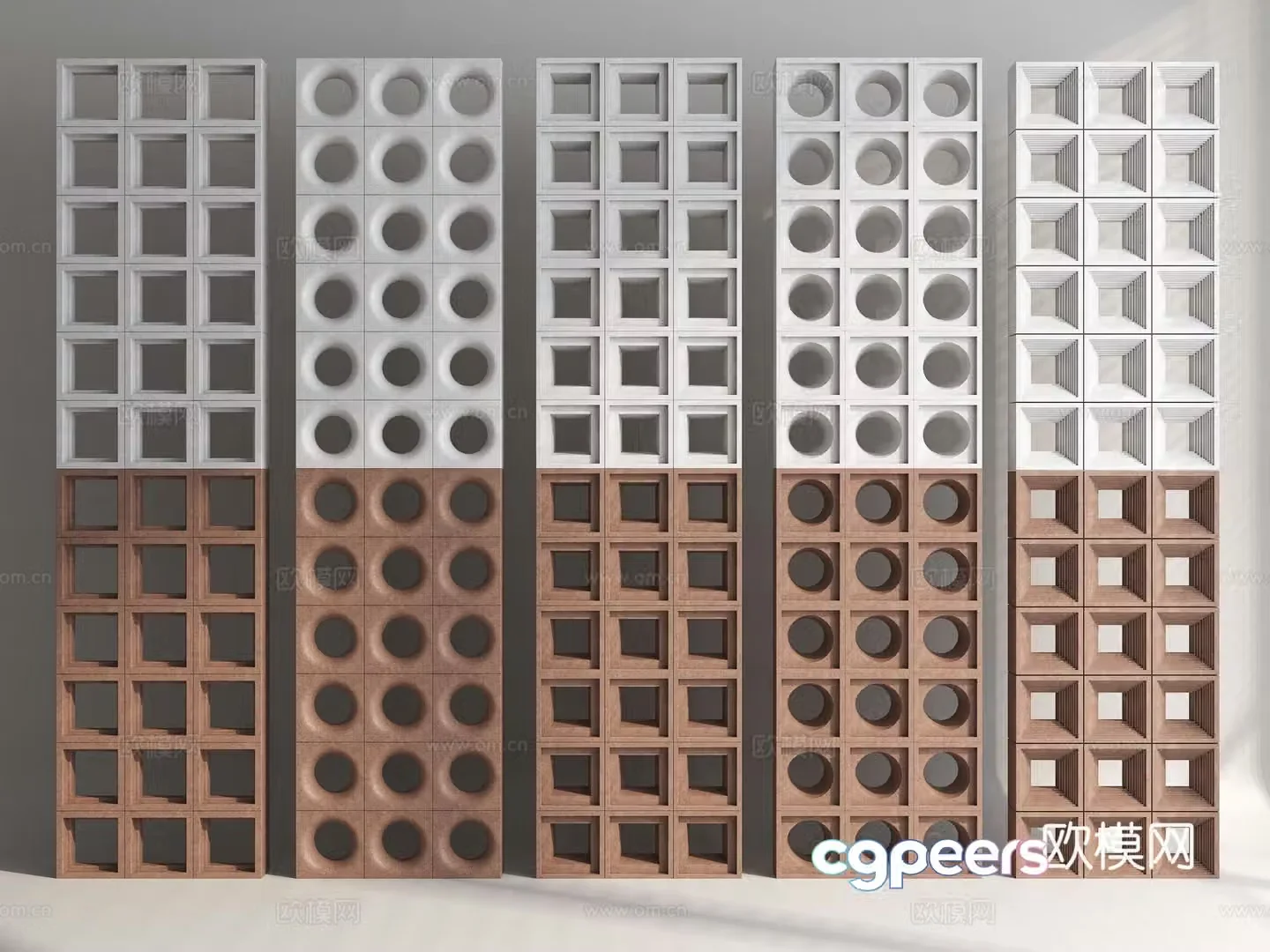 Cement bricks Hollow bricks Bricks Red bricks Flower bricks Screen partition 3D model