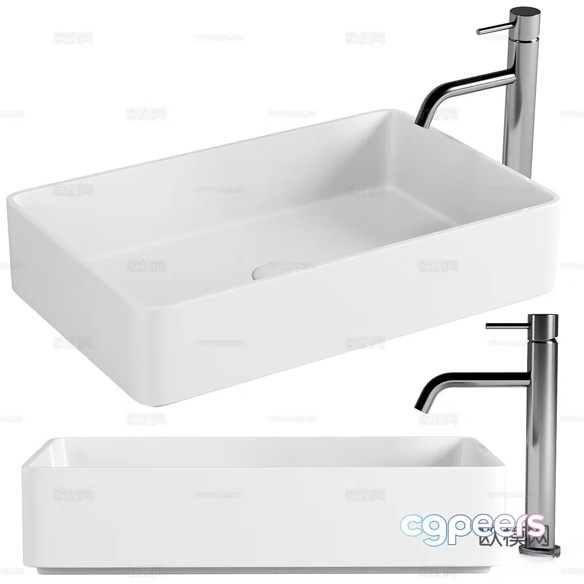 Modern minimalist ceramic washbasin washbasin 3D model