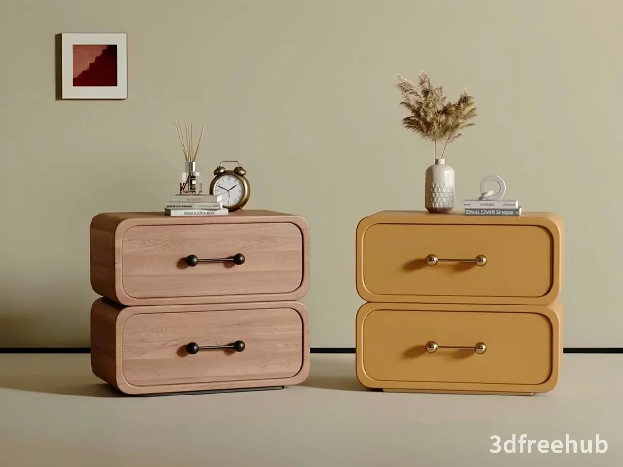 Two Nightstands With Drawers 3D Model – 22004 – VRAY Render