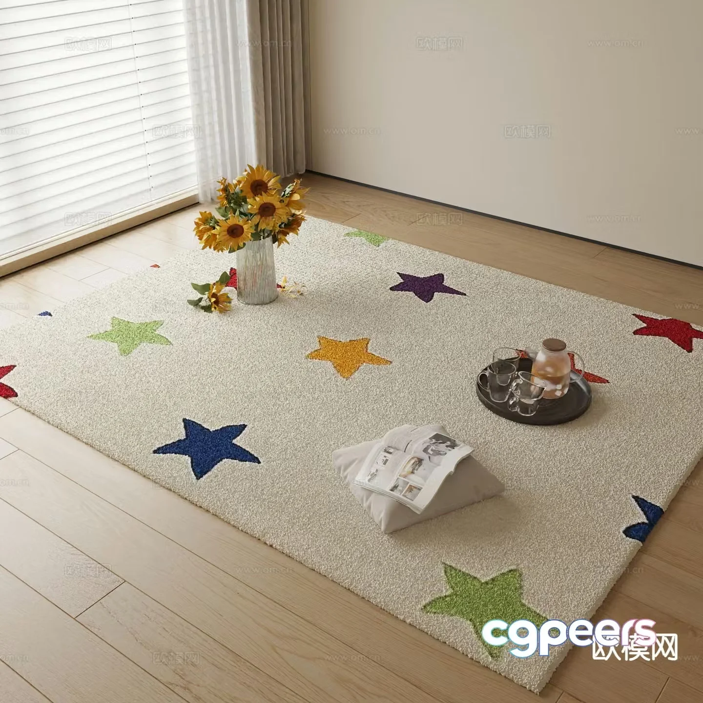 Modern carpet square rug 3d model