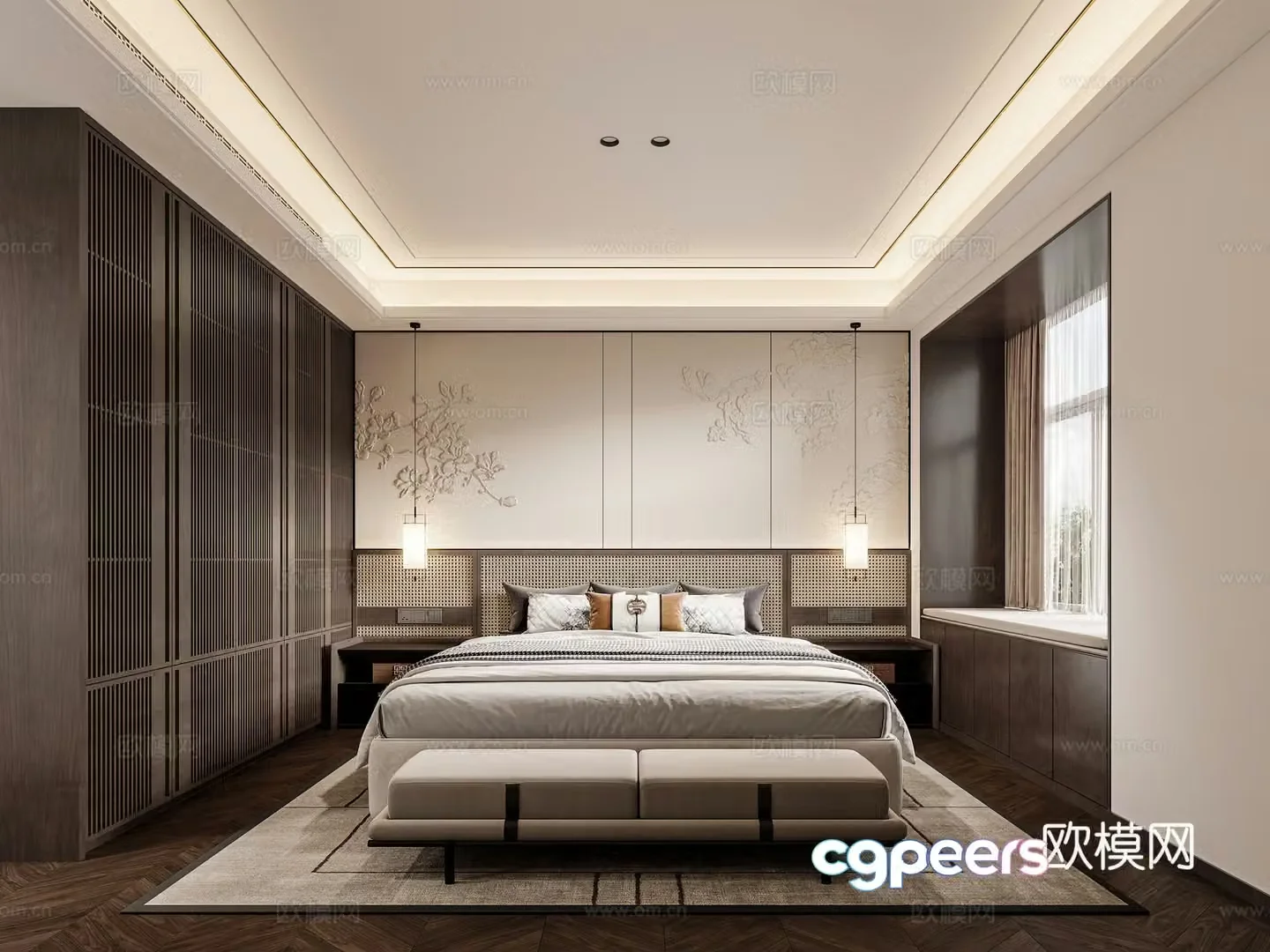 New Chinese bedroom 3D model