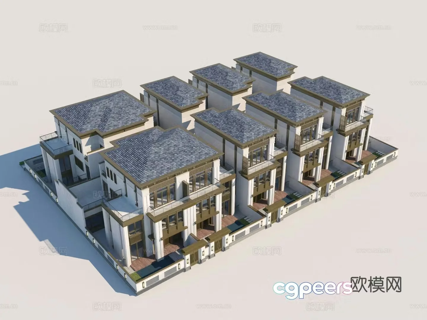 New Chinese style townhouse single building 3D model