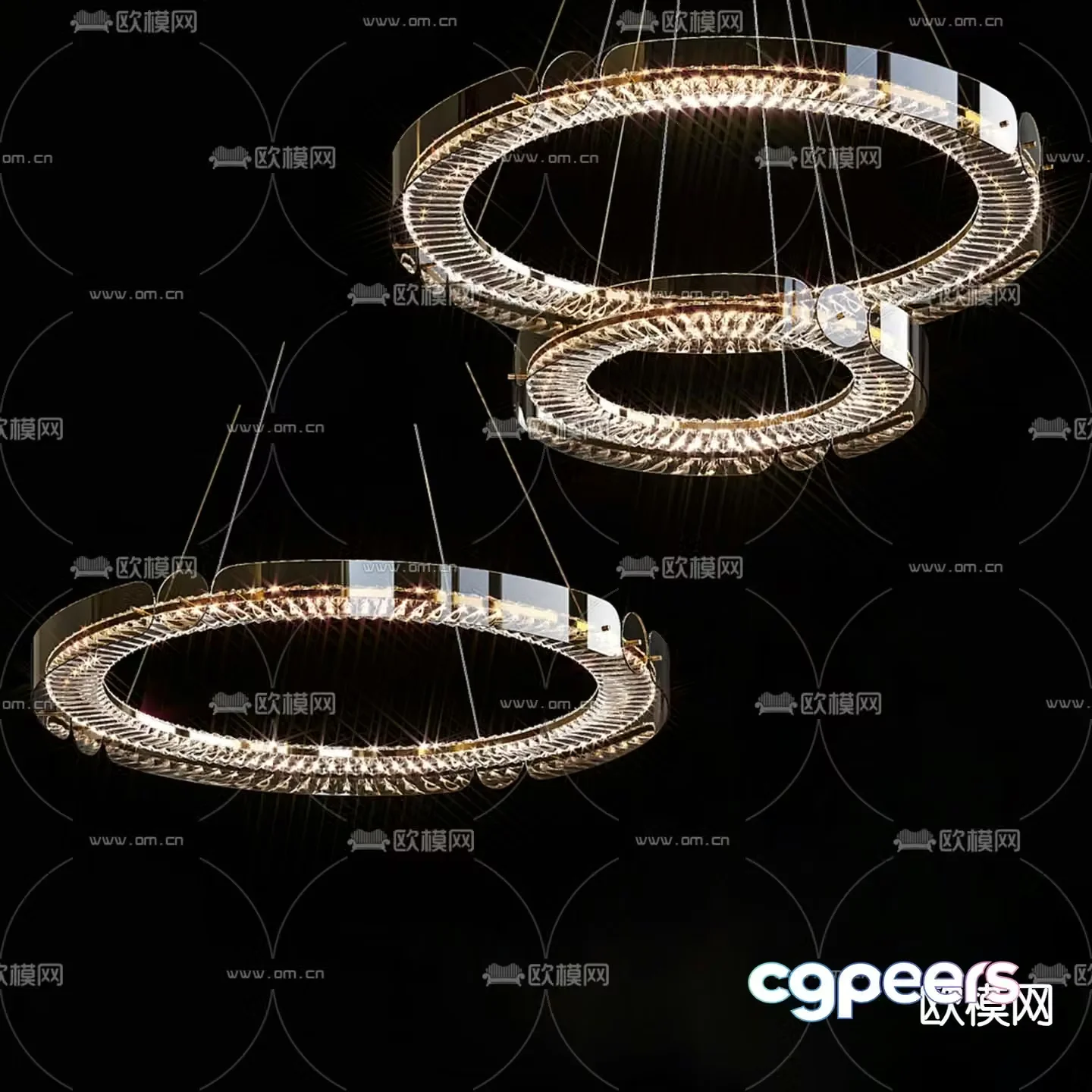 Light luxury chandeliers ring chandeliers 3D model