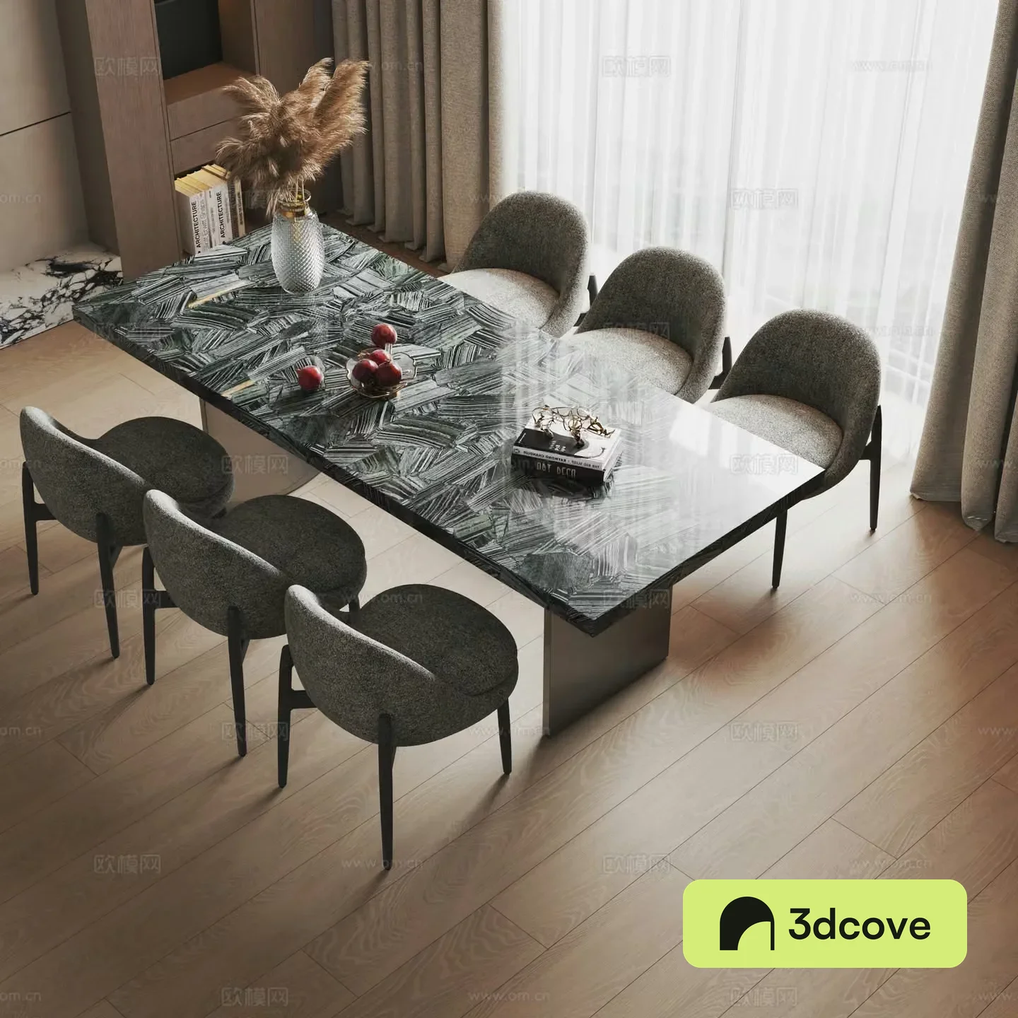 Minotti Italian marble dining table and chairs