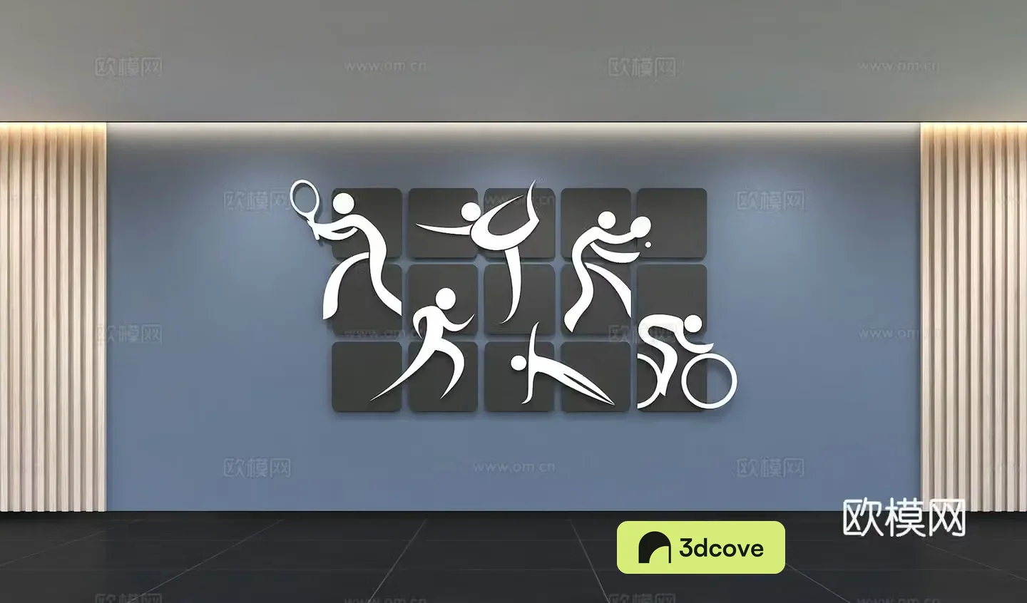 Modern sports culture wall gym sports slogan display wall publicity column wall background