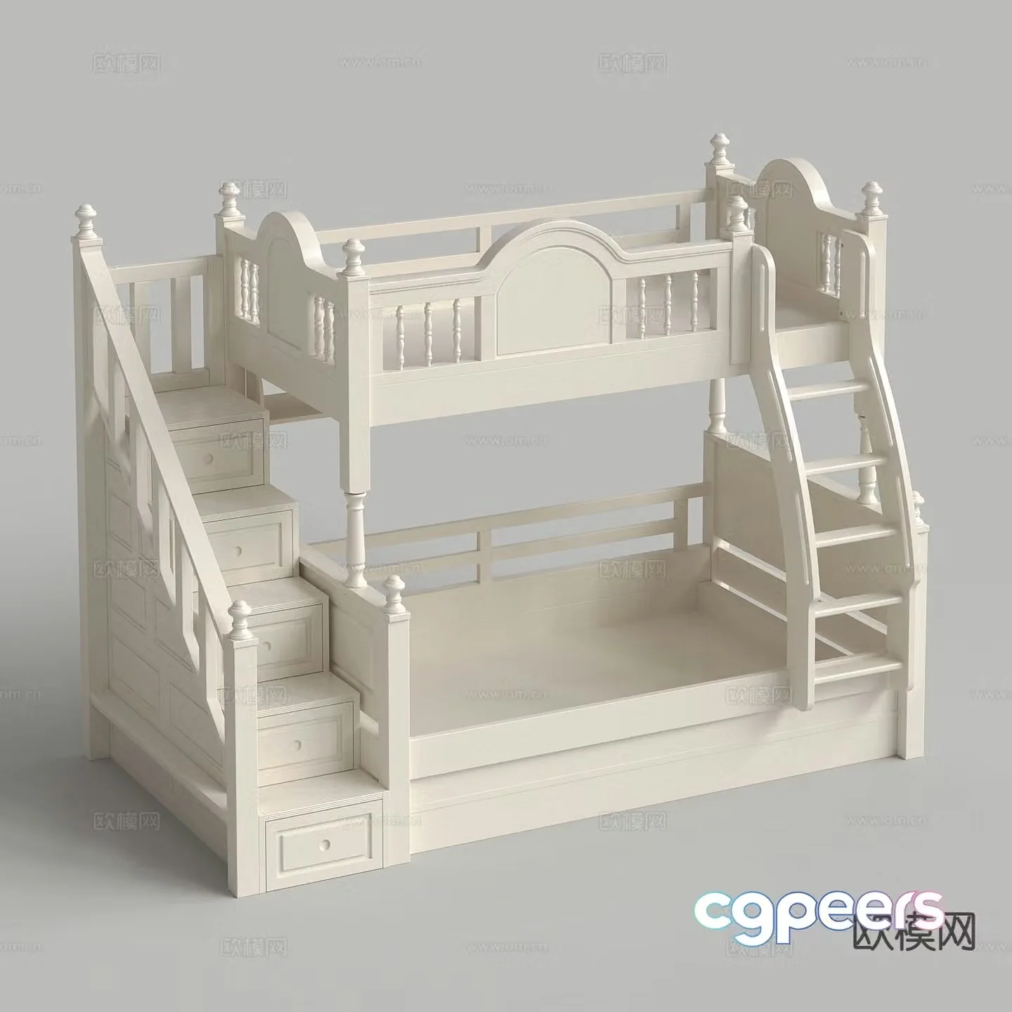 French children’s bed bunk bed 3d model
