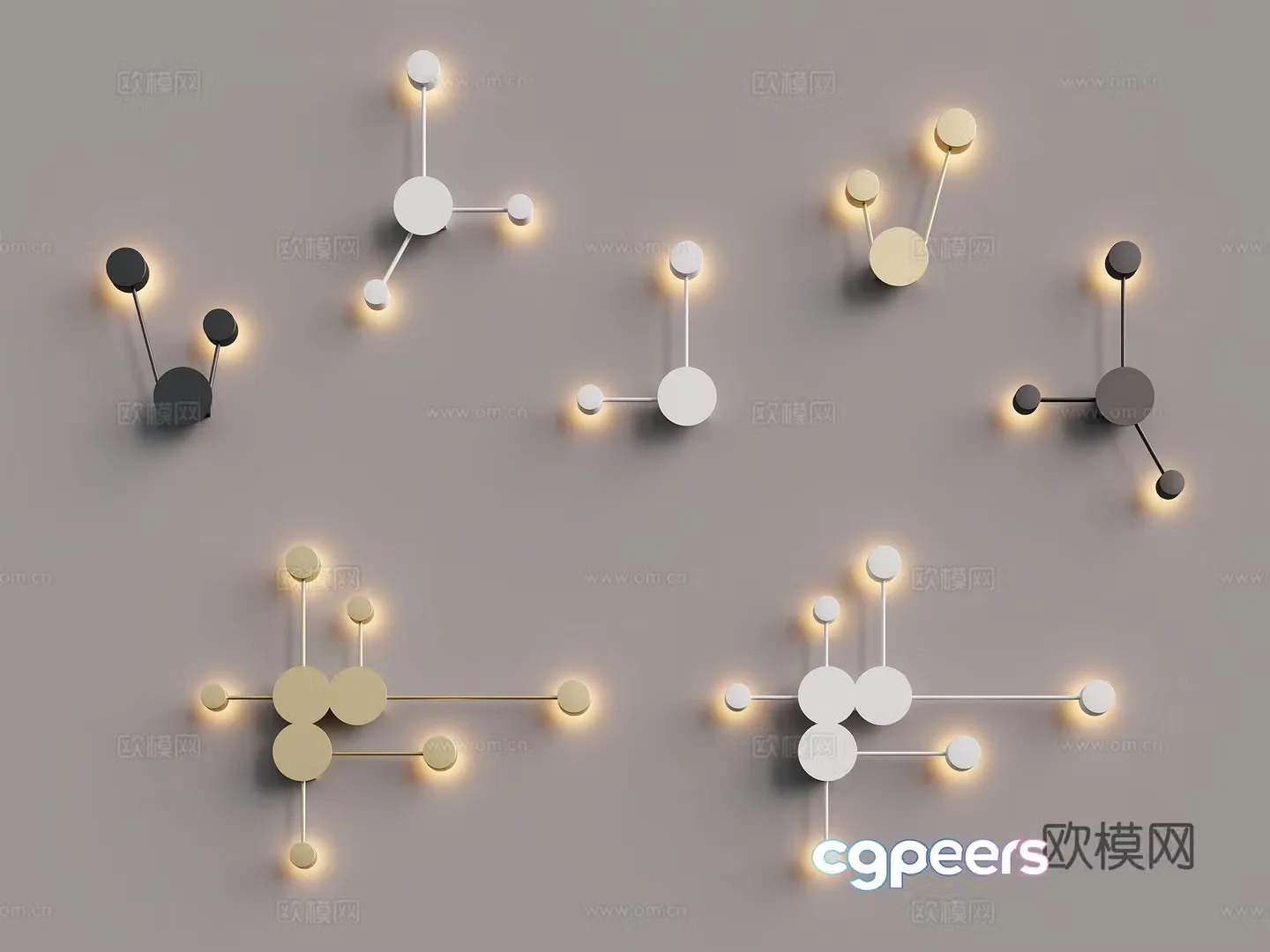 Modern simple light luxury metal wall lamp 3D model