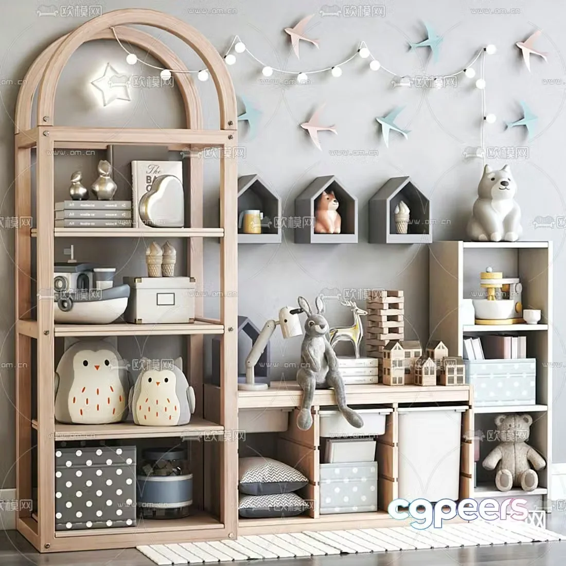 Modern children’s toy cabinet storage cabinet 3d model
