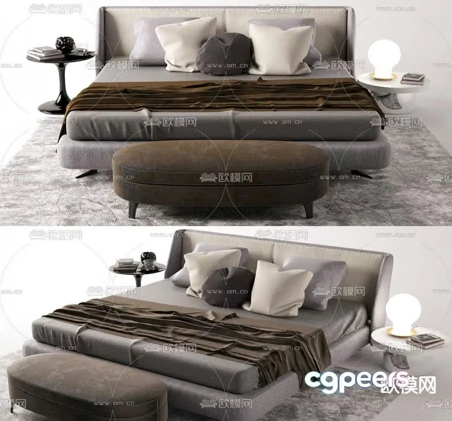 Italian double bed 3d model