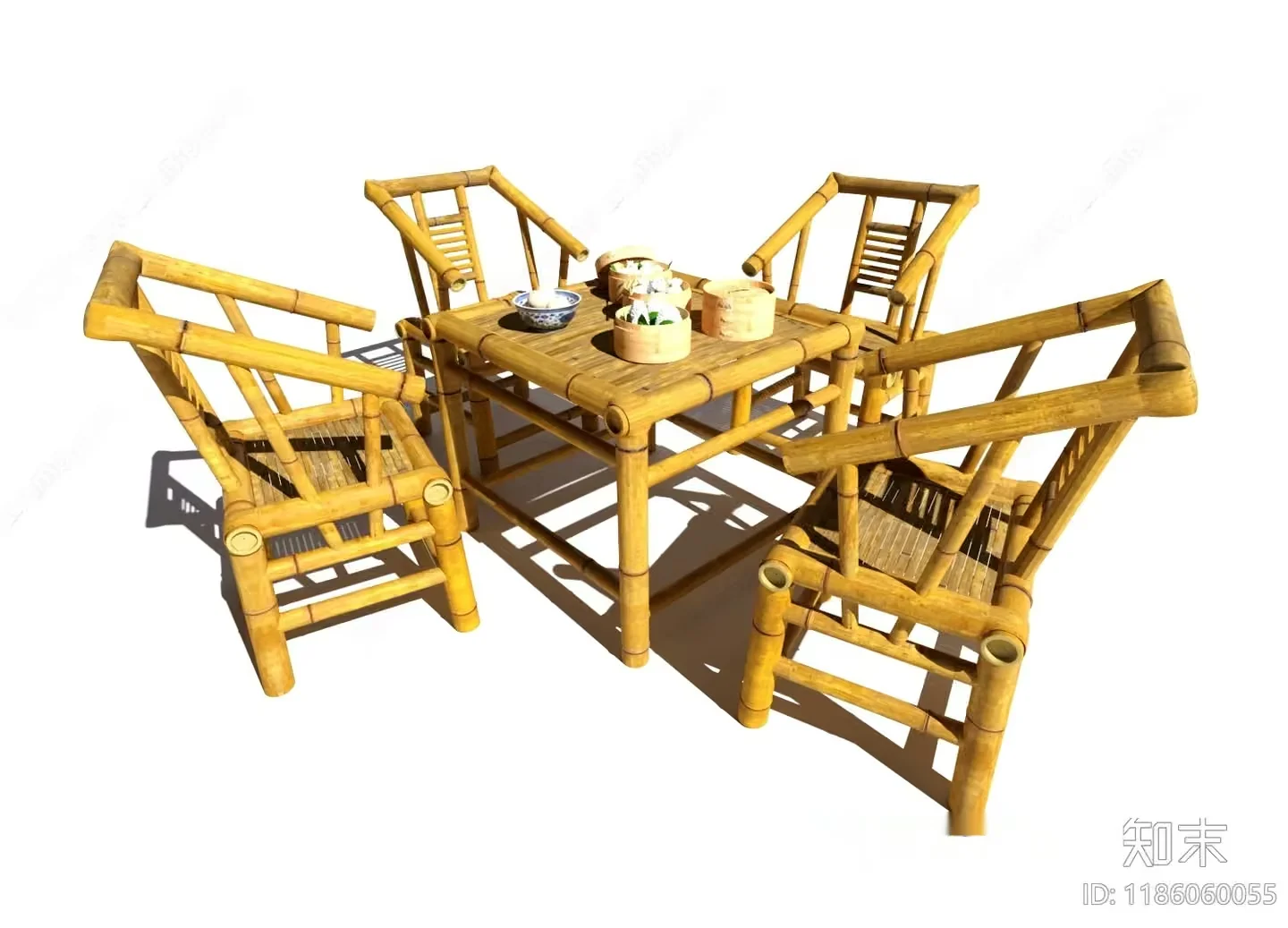 Rustic Bamboo Furniture 3D Model – 4355 – VRAY Render