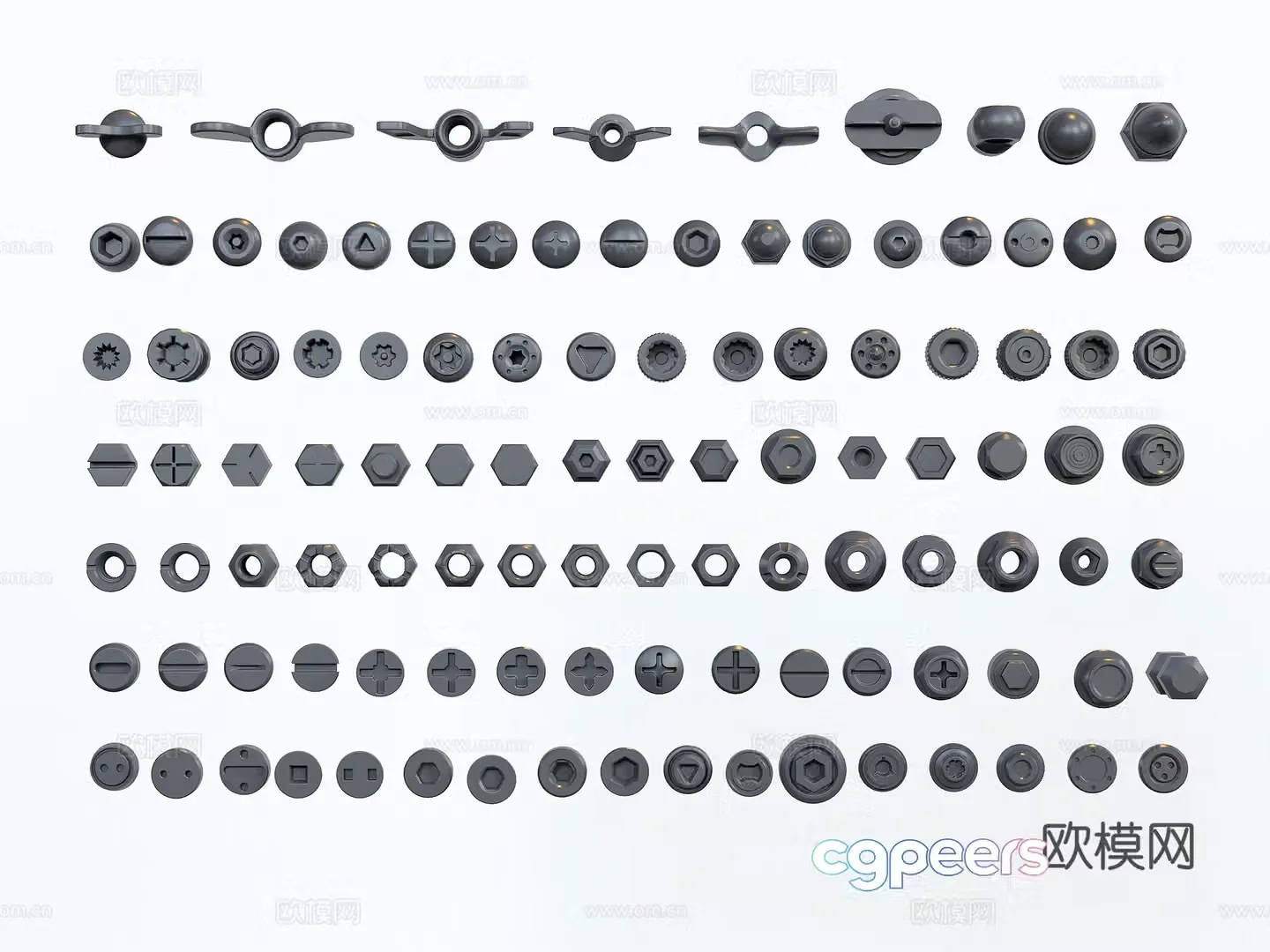 screw bolt screw nut hexagonal nut 3d model